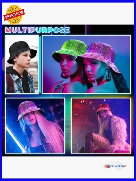 LED Fiber Optic Baseball Hat with 7 Light Modes and USB Charging main image 7